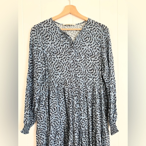 Zara Blue Angel Long Sleeve Prairie Maxi Dress zig zag print - Picture 5 of 8